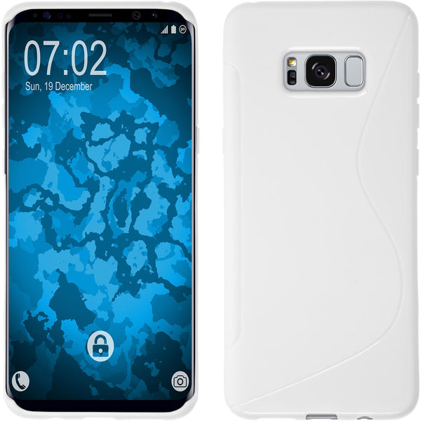 PhoneNatic Case kompatibel mit Samsung Galaxy S8 Plus - weiß Silikon Hülle S-Style + flexible Folie