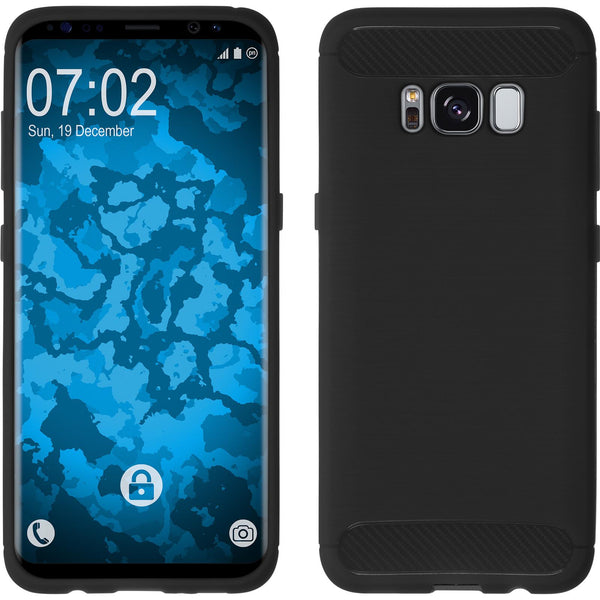 PhoneNatic Case kompatibel mit Samsung Galaxy S8 Plus - schwarz Silikon Hülle Ultimate + flexible Folie