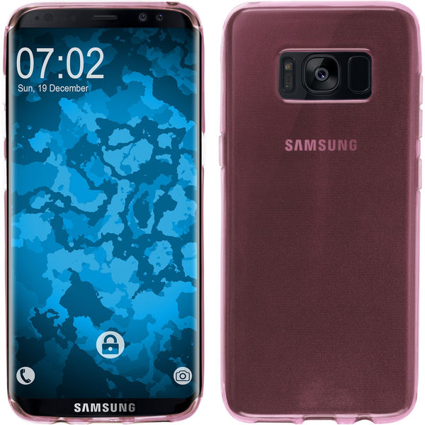 PhoneNatic Case kompatibel mit Samsung Galaxy S8 - rosa Silikon Hülle transparent + flexible Folie