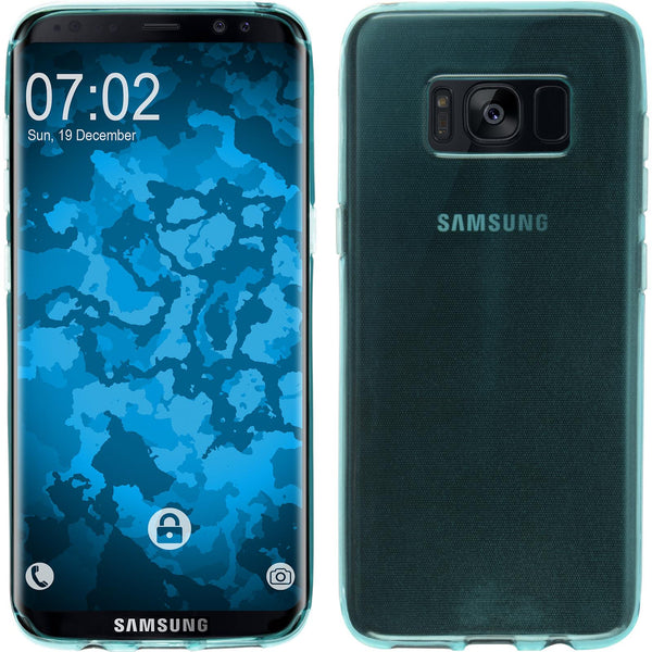 PhoneNatic Case kompatibel mit Samsung Galaxy S8 - türkis Silikon Hülle transparent + flexible Folie