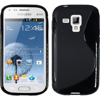 PhoneNatic Case kompatibel mit Samsung Galaxy S Duos - schwarz Silikon Hülle S-Style + 2 Schutzfolien