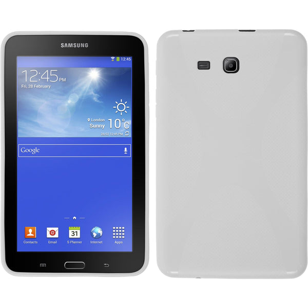 PhoneNatic Case kompatibel mit Samsung Galaxy Tab 3 Lite 7.0 - weiß Silikon Hülle X-Style + 2 Schutzfolien