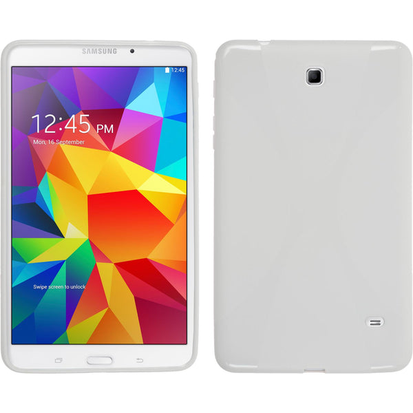 PhoneNatic Case kompatibel mit Samsung Galaxy Tab 4 8.0 - weiß Silikon Hülle X-Style + 2 Schutzfolien
