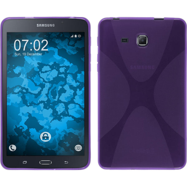 PhoneNatic Case kompatibel mit Samsung Galaxy Tab A 7.0 2016 (T280) - lila Silikon Hülle X-Style + 2 Schutzfolien