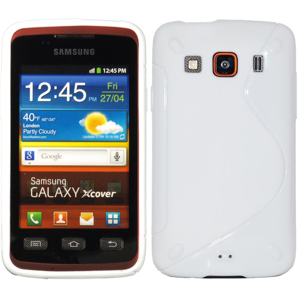 PhoneNatic Case kompatibel mit Samsung Galaxy Xcover - weiﬂ Silikon Hülle S-Style + 2 Schutzfolien