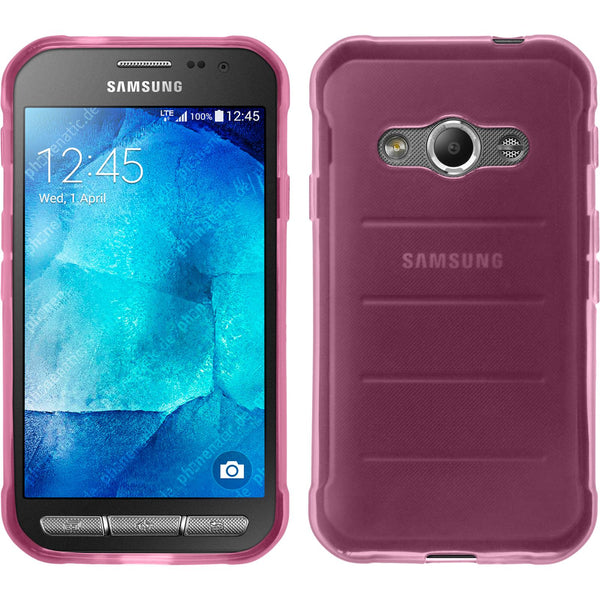 PhoneNatic Case kompatibel mit Samsung Galaxy Xcover 3 - rosa Silikon Hülle transparent + 2 Schutzfolien