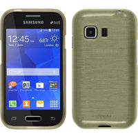 PhoneNatic Case kompatibel mit Samsung Galaxy Young 2 - gold Silikon Hülle brushed + 2 Schutzfolien