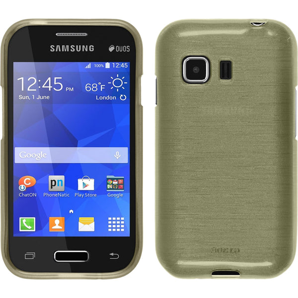 PhoneNatic Case kompatibel mit Samsung Galaxy Young 2 - gold Silikon Hülle brushed + 2 Schutzfolien