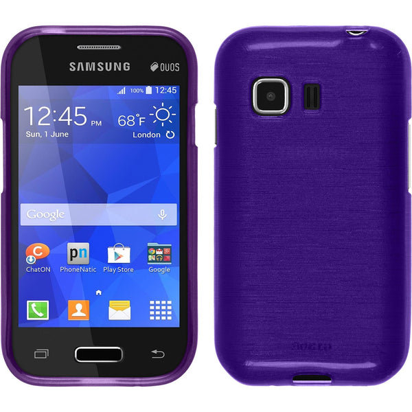 PhoneNatic Case kompatibel mit Samsung Galaxy Young 2 - lila Silikon Hülle brushed + 2 Schutzfolien