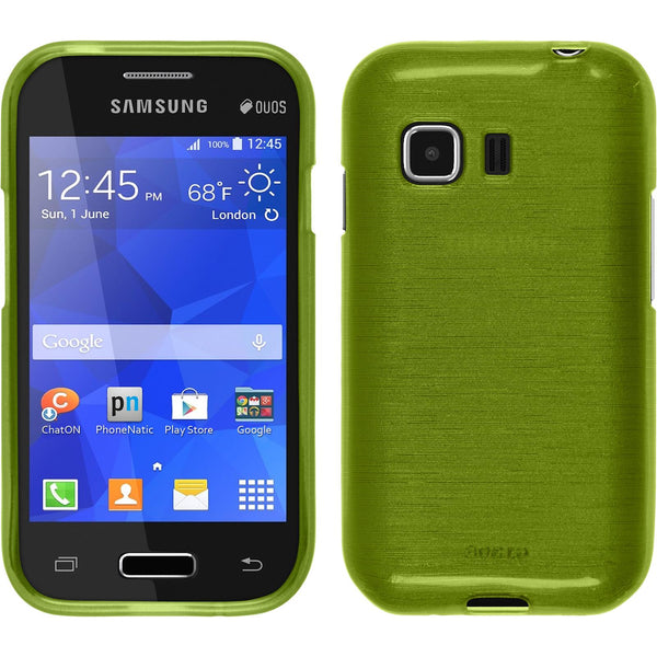 PhoneNatic Case kompatibel mit Samsung Galaxy Young 2 - pastellgrün Silikon Hülle brushed + 2 Schutzfolien
