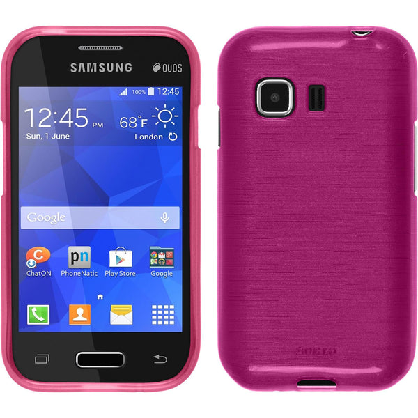 PhoneNatic Case kompatibel mit Samsung Galaxy Young 2 - pink Silikon Hülle brushed + 2 Schutzfolien
