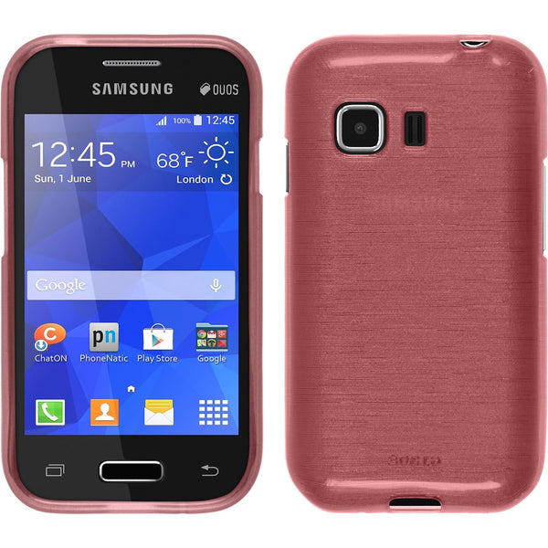 PhoneNatic Case kompatibel mit Samsung Galaxy Young 2 - rosa Silikon Hülle brushed + 2 Schutzfolien