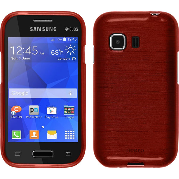 PhoneNatic Case kompatibel mit Samsung Galaxy Young 2 - rot Silikon Hülle brushed + 2 Schutzfolien