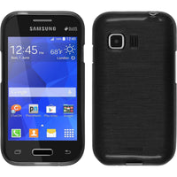 PhoneNatic Case kompatibel mit Samsung Galaxy Young 2 - silber Silikon Hülle brushed + 2 Schutzfolien