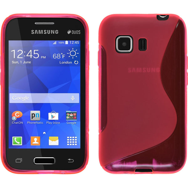 PhoneNatic Case kompatibel mit Samsung Galaxy Young 2 - pink Silikon Hülle S-Style + 2 Schutzfolien