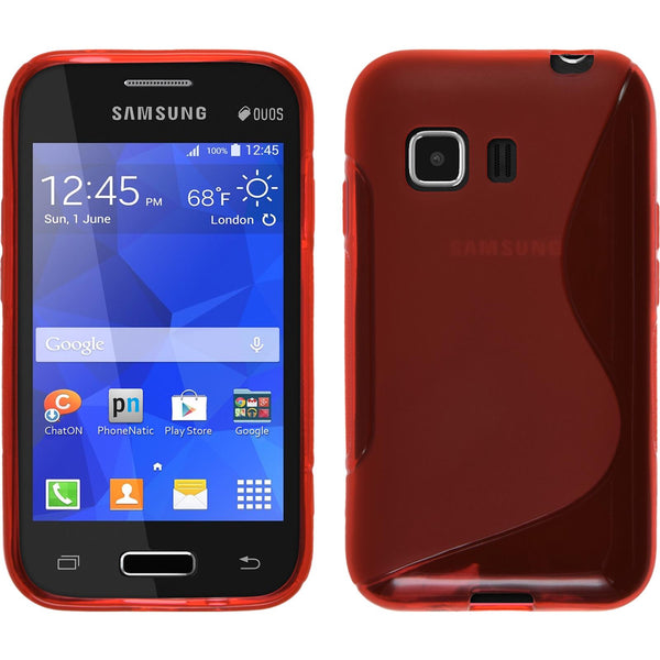 PhoneNatic Case kompatibel mit Samsung Galaxy Young 2 - rot Silikon Hülle S-Style + 2 Schutzfolien
