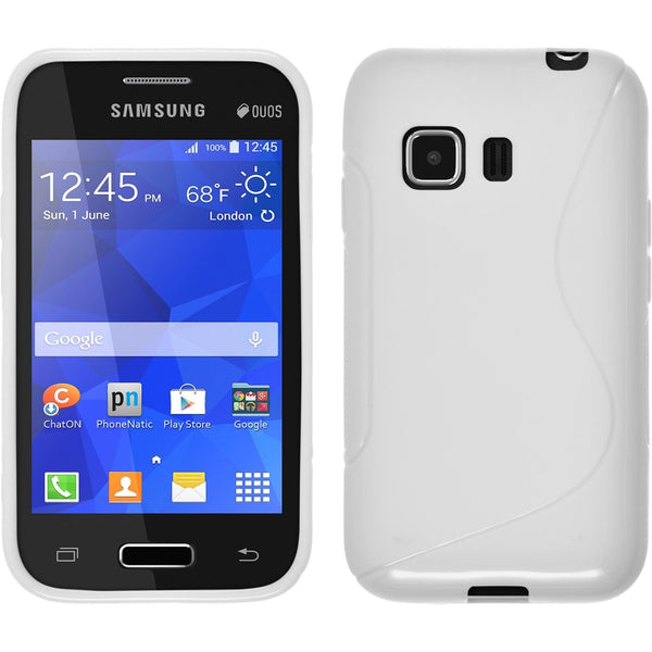 PhoneNatic Case kompatibel mit Samsung Galaxy Young 2 - weiß Silikon Hülle S-Style + 2 Schutzfolien