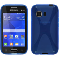 PhoneNatic Case kompatibel mit Samsung Galaxy Young 2 - blau Silikon Hülle X-Style + 2 Schutzfolien