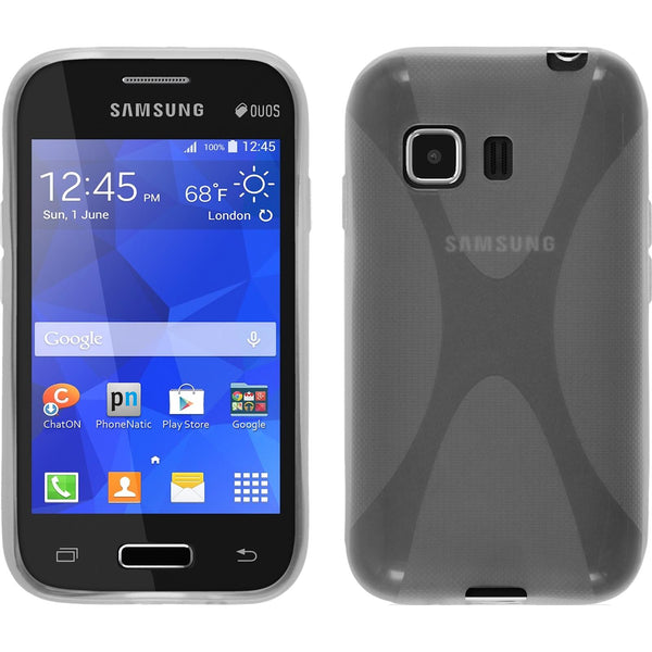PhoneNatic Case kompatibel mit Samsung Galaxy Young 2 - clear Silikon Hülle X-Style + 2 Schutzfolien