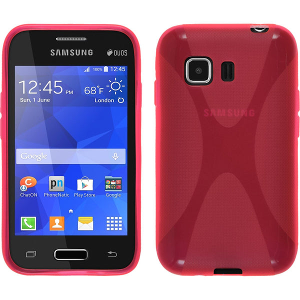 PhoneNatic Case kompatibel mit Samsung Galaxy Young 2 - pink Silikon Hülle X-Style + 2 Schutzfolien