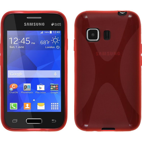 PhoneNatic Case kompatibel mit Samsung Galaxy Young 2 - rot Silikon Hülle X-Style + 2 Schutzfolien