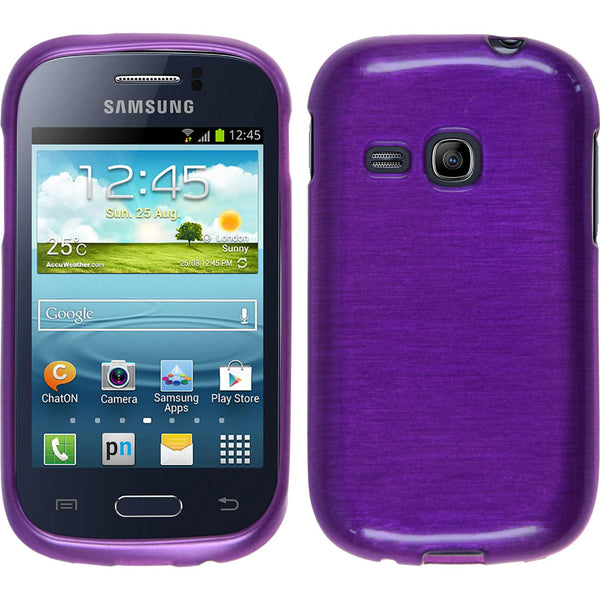 PhoneNatic Case kompatibel mit Samsung Galaxy Young - lila Silikon Hülle brushed + 2 Schutzfolien