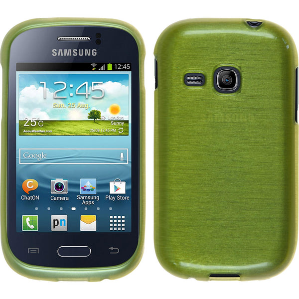 PhoneNatic Case kompatibel mit Samsung Galaxy Young - pastellgrün Silikon Hülle brushed + 2 Schutzfolien
