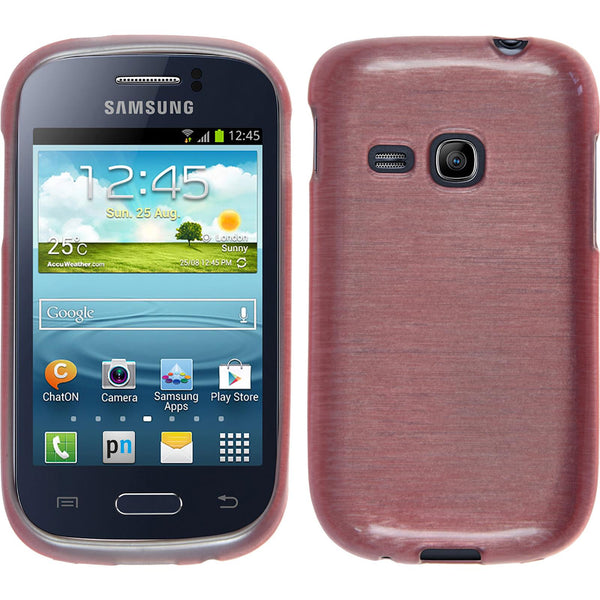 PhoneNatic Case kompatibel mit Samsung Galaxy Young - rosa Silikon Hülle brushed + 2 Schutzfolien