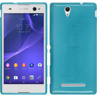 PhoneNatic Case kompatibel mit Sony Xperia C3 - blau Silikon Hülle brushed + 2 Schutzfolien