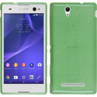 PhoneNatic Case kompatibel mit Sony Xperia C3 - grün Silikon Hülle brushed + 2 Schutzfolien