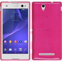 PhoneNatic Case kompatibel mit Sony Xperia C3 - pink Silikon Hülle brushed + 2 Schutzfolien