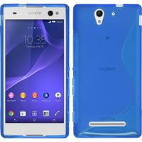 PhoneNatic Case kompatibel mit Sony Xperia C3 - blau Silikon Hülle S-Style + 2 Schutzfolien