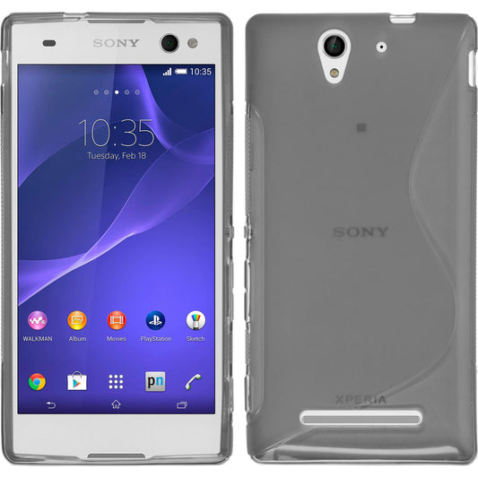 PhoneNatic Case kompatibel mit Sony Xperia C3 - grau Silikon Hülle S-Style + 2 Schutzfolien