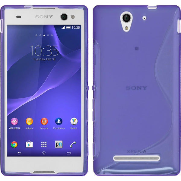 PhoneNatic Case kompatibel mit Sony Xperia C3 - lila Silikon Hülle S-Style + 2 Schutzfolien
