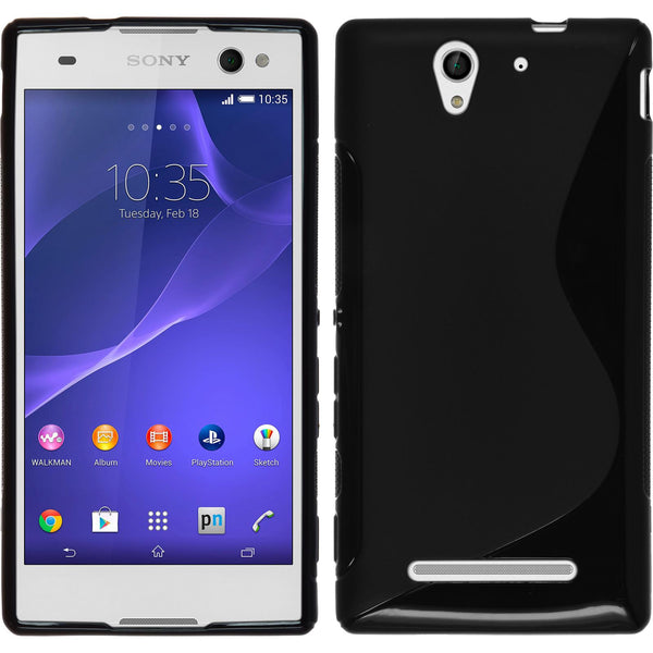 PhoneNatic Case kompatibel mit Sony Xperia C3 - schwarz Silikon Hülle S-Style Cover
