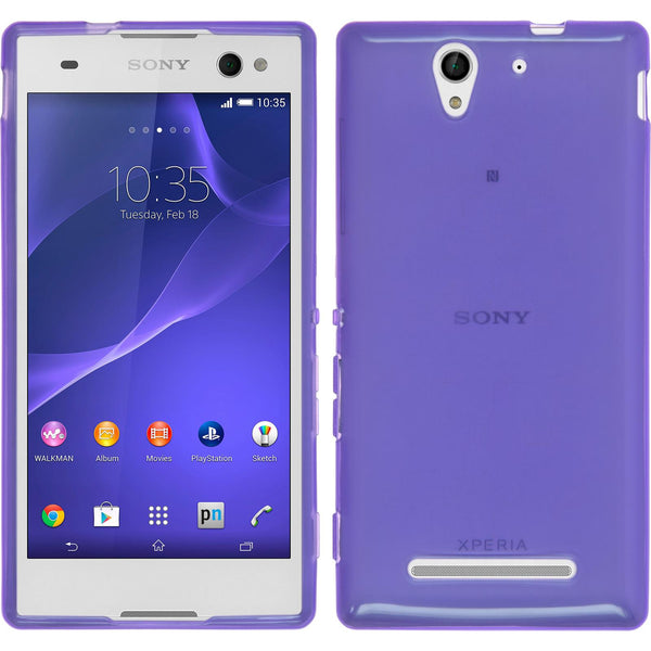 PhoneNatic Case kompatibel mit Sony Xperia C3 - lila Silikon Hülle transparent + 2 Schutzfolien