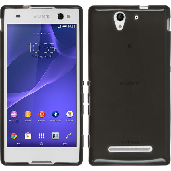 PhoneNatic Case kompatibel mit Sony Xperia C3 - schwarz Silikon Hülle transparent Cover