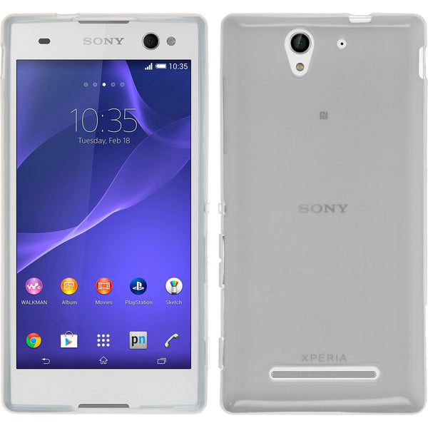 PhoneNatic Case kompatibel mit Sony Xperia C3 - weiﬂ Silikon Hülle transparent + 2 Schutzfolien