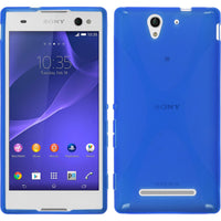 PhoneNatic Case kompatibel mit Sony Xperia C3 - blau Silikon Hülle X-Style + 2 Schutzfolien