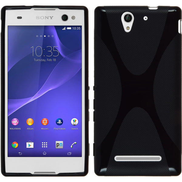 PhoneNatic Case kompatibel mit Sony Xperia C3 - schwarz Silikon Hülle X-Style Cover