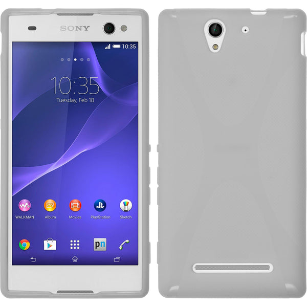 PhoneNatic Case kompatibel mit Sony Xperia C3 - weiß Silikon Hülle X-Style + 2 Schutzfolien