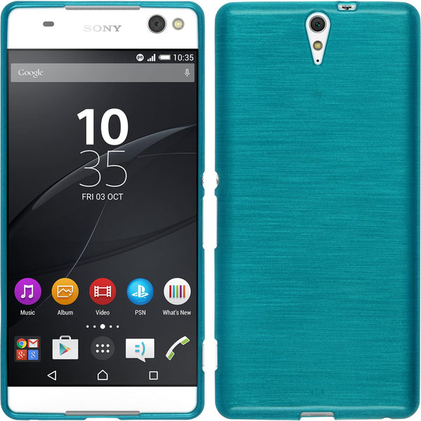 PhoneNatic Case kompatibel mit Sony Xperia C5 Ultra - blau Silikon Hülle brushed + 2 Schutzfolien
