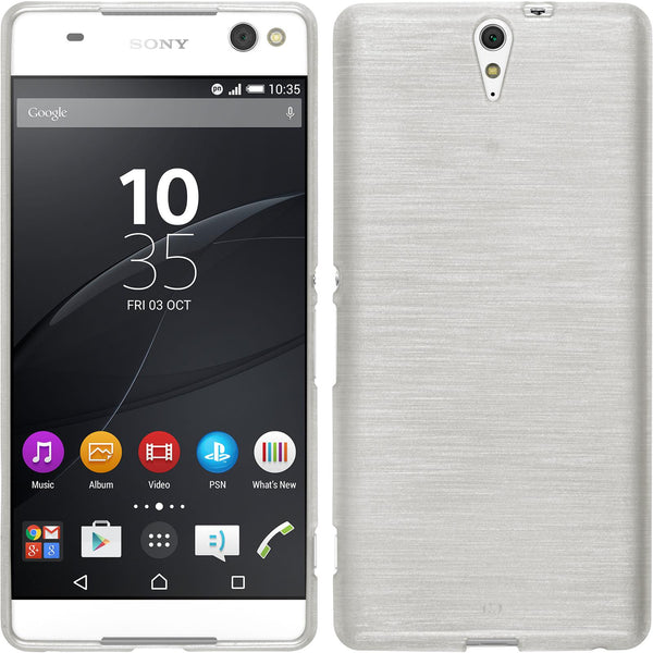 PhoneNatic Case kompatibel mit Sony Xperia C5 Ultra - weiß Silikon Hülle brushed + 2 Schutzfolien