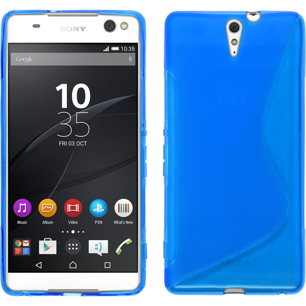 PhoneNatic Case kompatibel mit Sony Xperia C5 Ultra - blau Silikon Hülle S-Style + 2 Schutzfolien