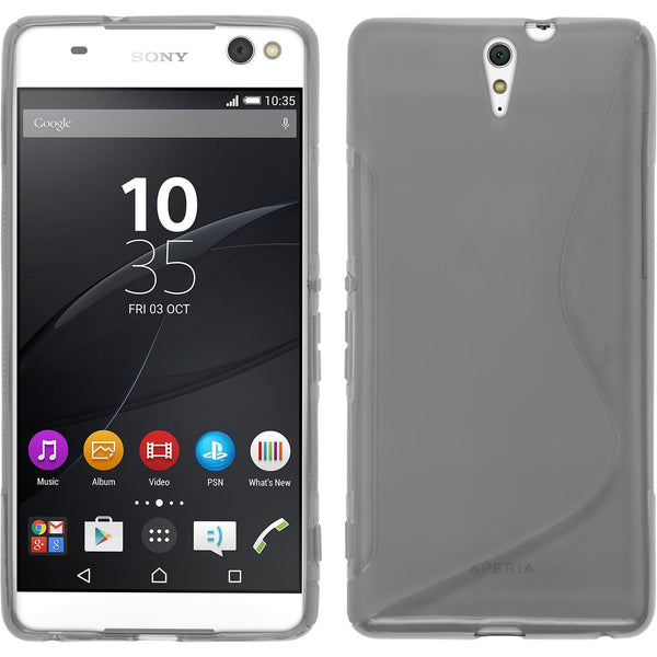 PhoneNatic Case kompatibel mit Sony Xperia C5 Ultra - grau Silikon Hülle S-Style + 2 Schutzfolien