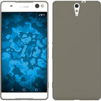 PhoneNatic Case kompatibel mit Sony Xperia C5 Ultra - grau Silikon Hülle Slimcase + 2 Schutzfolien