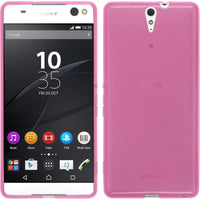 PhoneNatic Case kompatibel mit Sony Xperia C5 Ultra - rosa Silikon Hülle transparent + 2 Schutzfolien