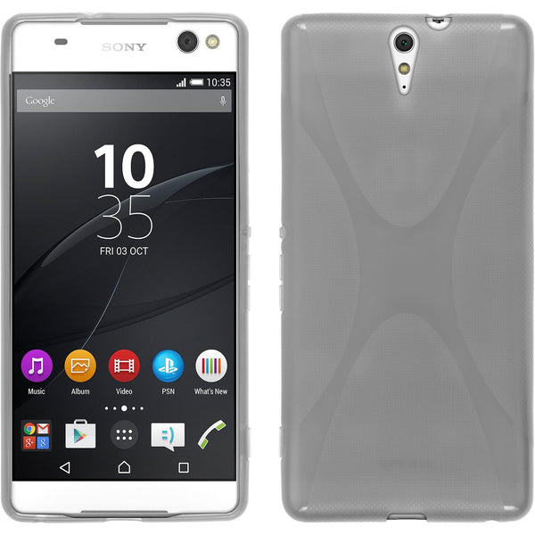 PhoneNatic Case kompatibel mit Sony Xperia C5 Ultra - grau Silikon Hülle X-Style + 2 Schutzfolien