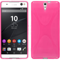 PhoneNatic Case kompatibel mit Sony Xperia C5 Ultra - pink Silikon Hülle X-Style + 2 Schutzfolien
