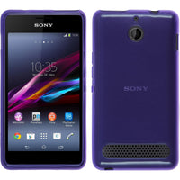 PhoneNatic Case kompatibel mit Sony Xperia E1 - lila Silikon Hülle transparent + 2 Schutzfolien